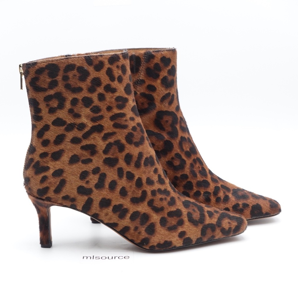 NEW US Size 7 Women's Madewell Diaz Snip-Toe Calf Hair Ankle Boots Leopard Brown - Picture 3 of 8